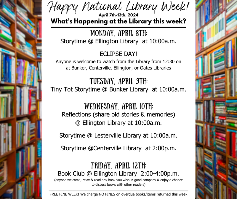 Happy National Library Week! April 7th-13th, 2024 What’s Happening at the Library this week.png