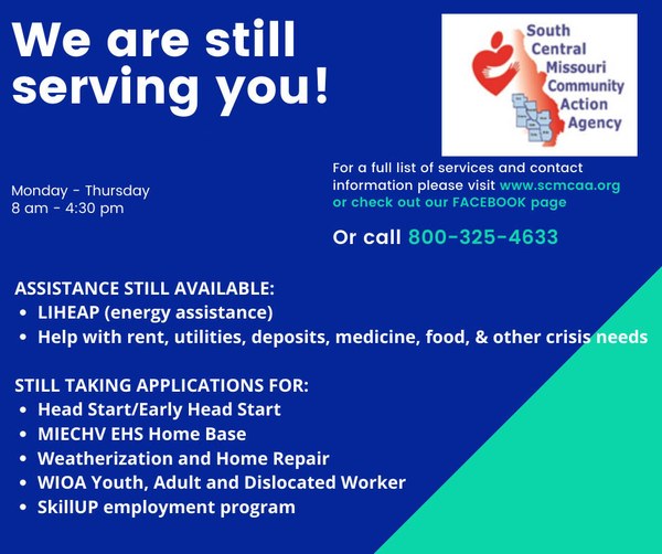 Image from the South Central Missouri Community Action Agency listing services and their website
